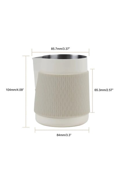 Silver IKAPE Espresso Milk Pitcher V3, 500ml Milk Frothing Jug Without Handle, Espresso Steaming Pit