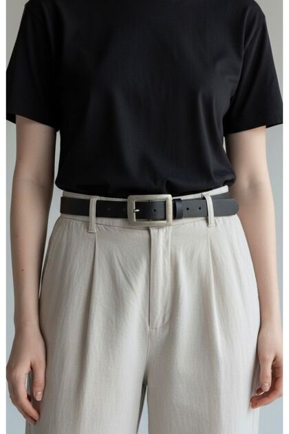 Women's Square Tinplate Buckle Belt