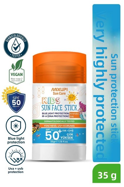 Mineral Filtered Blue Light Protection Spf 50 Children's Sunscreen Stick Uva/Uvb Aloe Vera 35 Gr