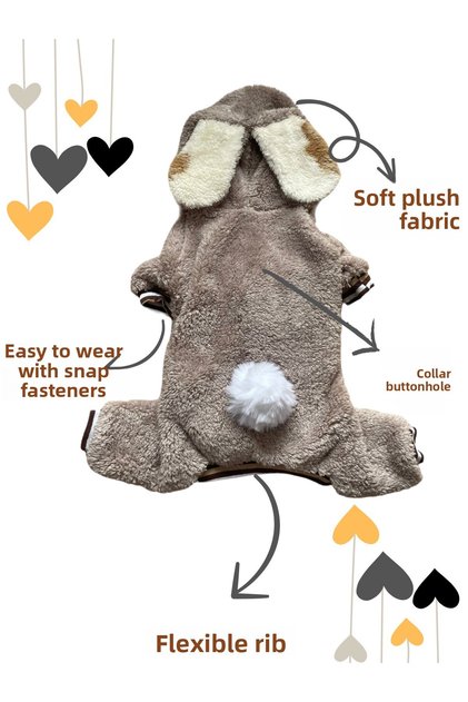 Cat Dog Plush Eared Rabbit Jumpsuit (Snapback)