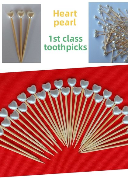150 Pieces Heart Cocktail Pearl Toothpicks - Promise Engagement Birthday Decorated Pearl Cake Sofa Toothpicks