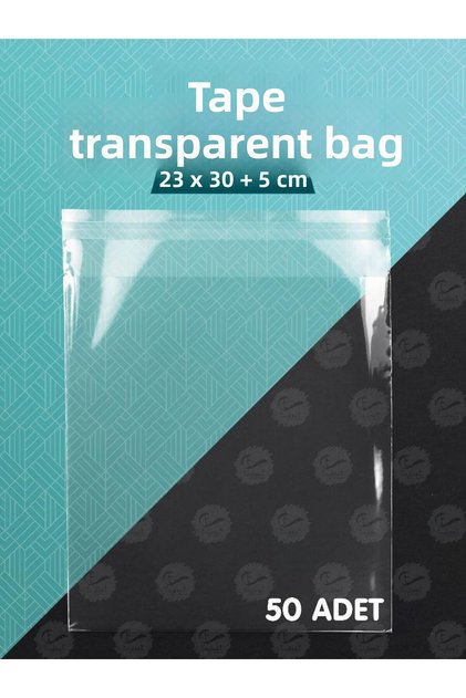 Transparent Bag with Tape (23x30+5cm) 50 Pieces Shiny Gelatin Package Gift Bag -T956