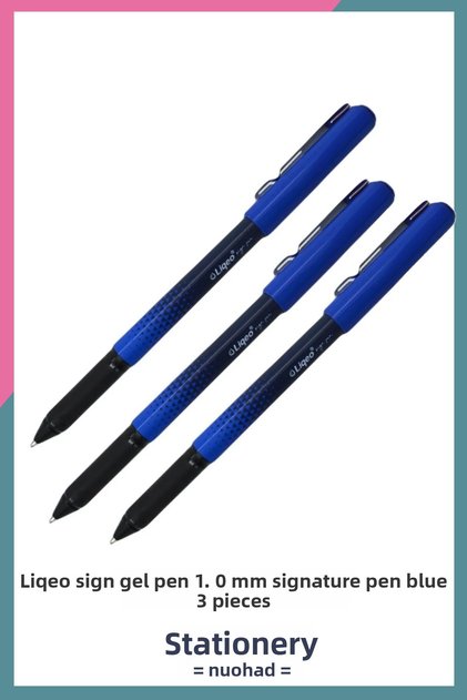 Liqeo Sign Gel Pen 1.0 mm Signature Pen Blue 3 Pieces