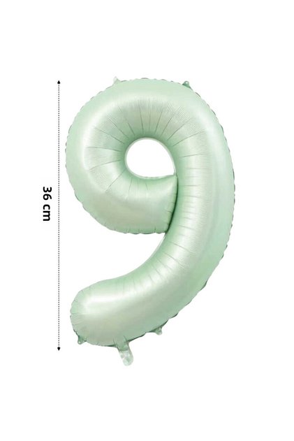 Foil Balloon 9 Number Helium Balloon 36 cm Retro Green Color - 9 Years Old Balloon - 9 Years Old Balloon -9 Number Balloon