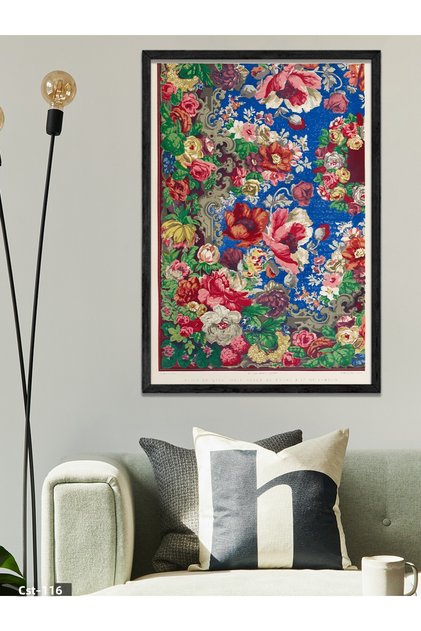 Colorful Flower Pattern One Piece Black Wooden Framed Painting