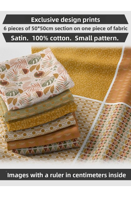 Set of 6 50x50 cm 100% Cotton Patchwork Fabric – For Sewing and Handicrafts