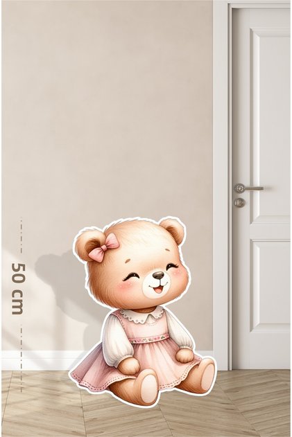 Cute Teddy Bear Sitting in a Pink Dress Themed - 50 cm Standing Board
