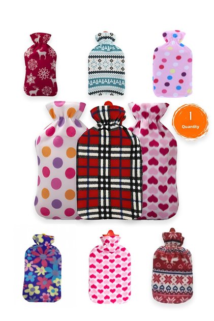 Hot Water Bag with Fleece Cover 1 Piece Soft Fabric Body Warm Gripper Pain Relief Heating Pad