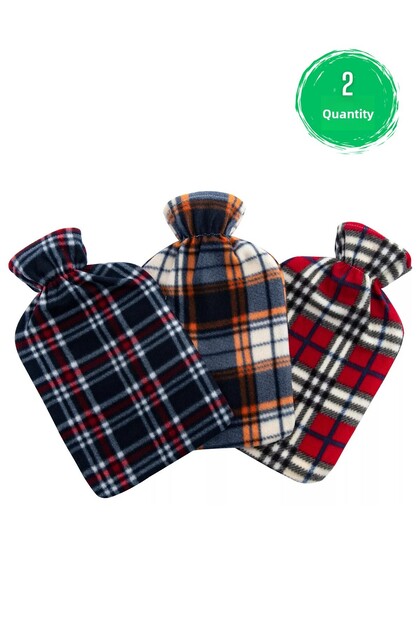2 Pieces of Washable Hot Water Bag with Polar Fleece Cover, Heating Pad for Body Warming, 2 Pieces of Ergonomic Design