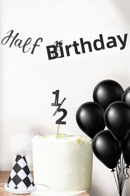 Half-Age Race Themed Half Birthday Striped Black Party Set