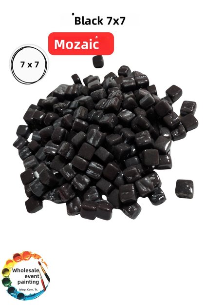 100 Gram Black Colored Mosaic Set – 7X7 mm | For Children's Activities and Art Projects