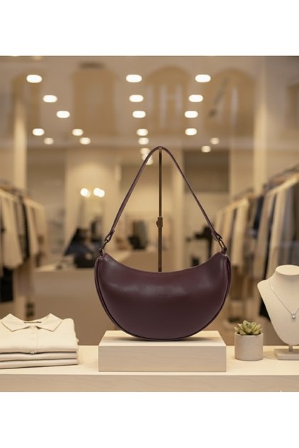 Bordo Suni Deri El ve Omuz Çantası – Tek Bölmeli Şık Tasarım Bordo Omuz Çantası