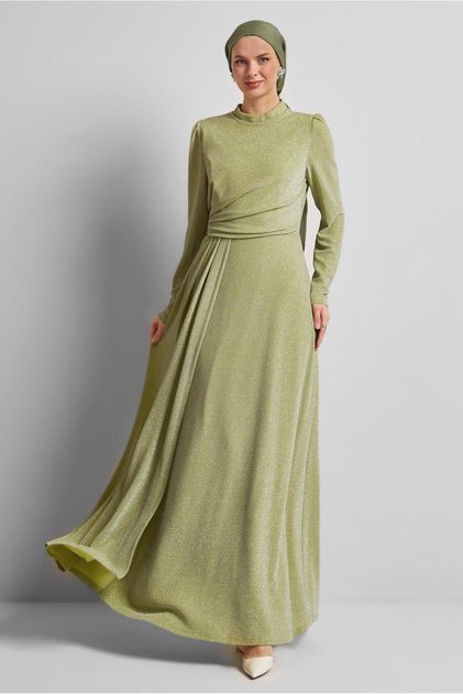 DRAPE DETAYLI SİMLİ ELBİSE 45677