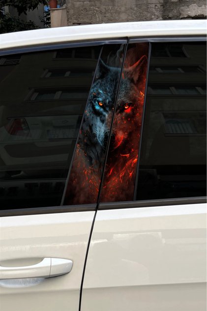 Kurt Araç Kapı Direk Kaplama Folyosu Desenli Sticker 22x50 Cm 2 Adet