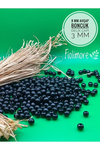 8 mm Black Wooden Beads (175 Pieces) Hole Diameter 3mm Macrame Jewelry Bracelet Wooden Round