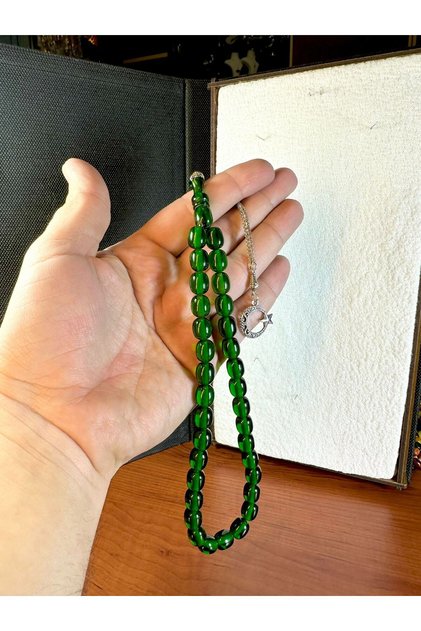 Rod Amber Rosary GREEN COLOR CAPSULE CUT