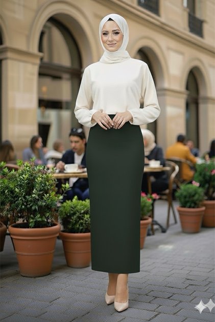 Straight Long Black Pencil Skirt