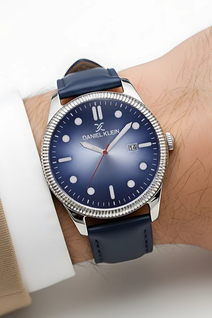 Navy Blue Leather Cord Men's Wrist Watch with Calendar Bracelet Gift Zmdk1148