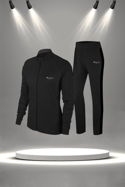 Plus Size Women's Black New Supra Combed Cotton All Seasons Tracksuit Set (4Xl-10Xl)