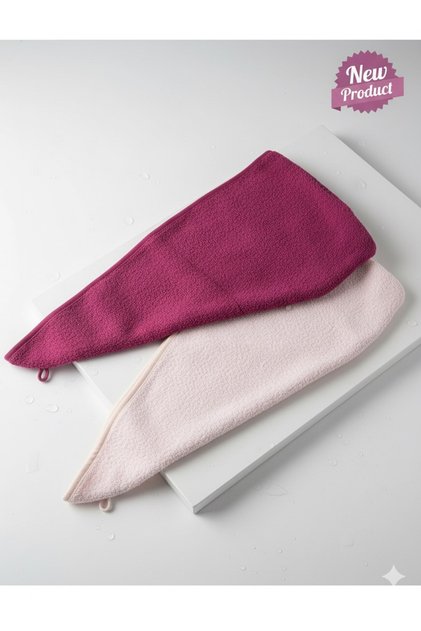 Hair Towel Hair Cap Set of 2 100% Cotton Drying after Bath, Pool and Sea Pink / Fuchsia