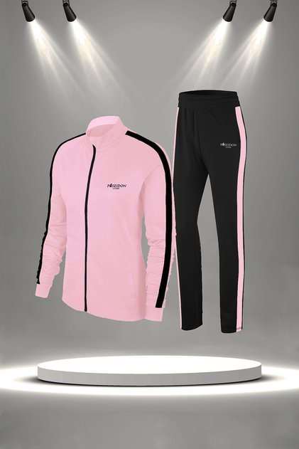Plus Size Women's Powder New Supra Combed Cotton Design Tracksuit Set (4Xl-10Xl)