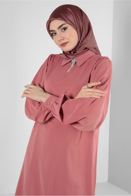 SHIRT COLLAR STONE DETAILED PANT SUIT 43587