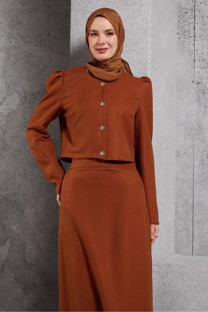 Buttoned Skirt Suit 45278