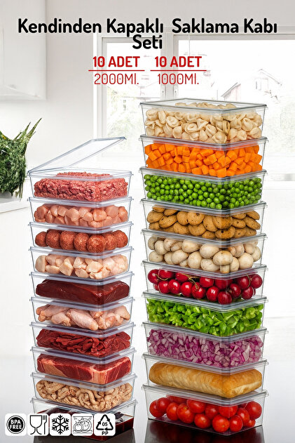 Nandy Home 20'li Set Kendinden Kapaklı Derin Dondurucuya Uygun