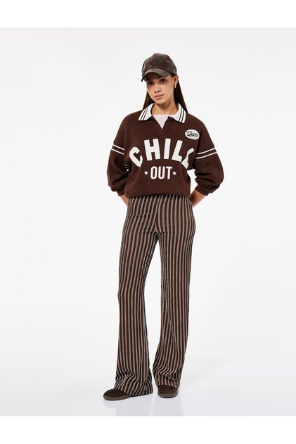 Bürümcük Waist Tie High Waist Striped Trousers