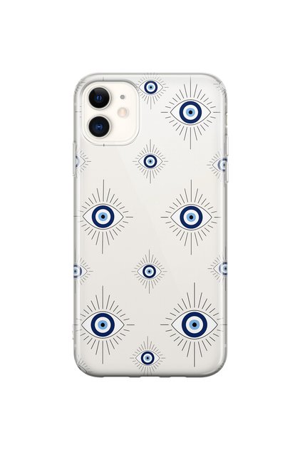 iPhone 11 Compatible Evil Eye Pattern Transparent Phone Case