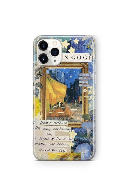 iPhone 11 Pro Max Compatible Van Gogh Cafe Terrace Patterned Transparent Phone Case