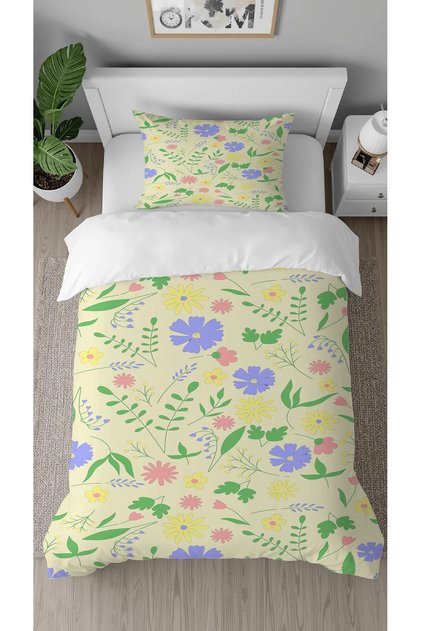 Bohemian Leaf Flower Colorful Patterned Printed Special Design Single Stylish Duvet Cover Set Without Sheets