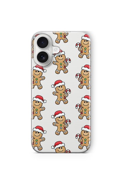 iPhone 17 Compatible Gingerbread Cookie Pattern Transparent Phone Case