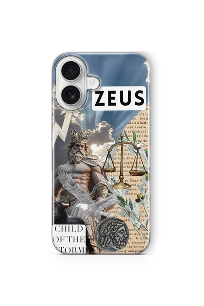 iPhone 17 Compatible Zeus Patterned Transparent Phone Case