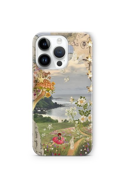 iPhone 15 Pro Compatible Dream Garden Patterned Transparent Phone Case