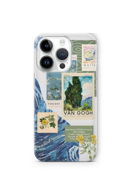 iPhone 15 Pro Compatible Van Gogh Patterned Transparent Phone Case