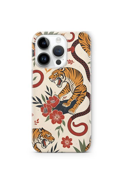 iPhone 16 Pro Max Compatible Tiger and Snake Pattern Transparent Phone Case