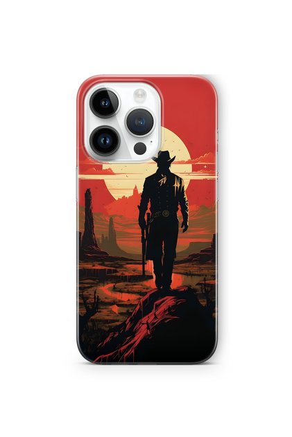 iPhone 14 Pro Max Compatible Cowboy Sunset Pattern Transparent Phone Case