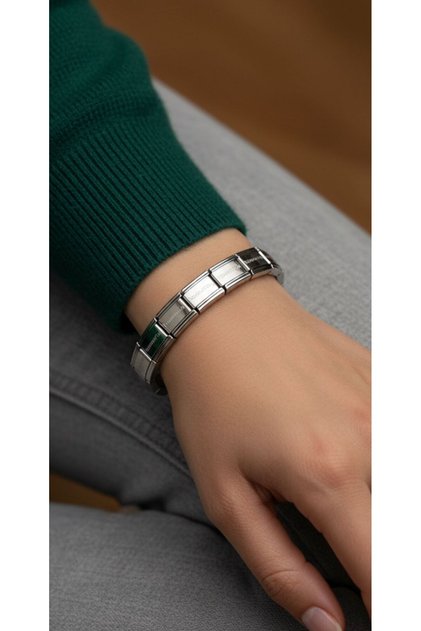 Italian Charm Unisex Lettered Stainless Steel Bracelet Non-Tarnish Fits Any Wrist Size Jewelry Model