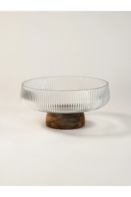 Simple Akasya Standlı Cam Kase (25 cm)