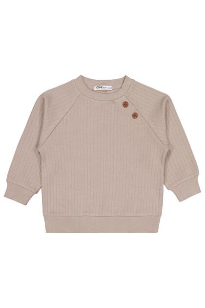 Ornamental Buttoned 2-5 Years Old Sweatshirt - Beige 3-4 Years Old