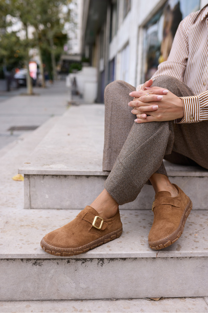 ANGELİNA JONES ALESSİ KADIN TABA TUTUN SUET KAUCUK TABAN LOAFER