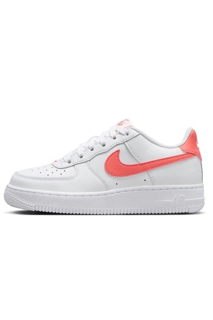 Air Force 1 AF1 GS Leather Unisex Sneaker Turuncu Swoosh Hakiki Deri Günlük Spor Ayakkabı Beyaz