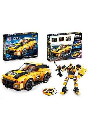 Gokidy Çek Bırak Dönüşebilen 2in1 Blok Arabalar - Turuncu 216