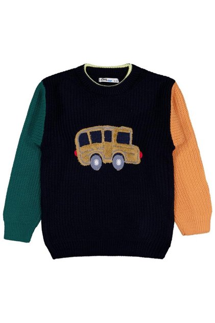 School Bus Printed 2-5 Years Old Sweater - Navy Blue 3-4 Years Old