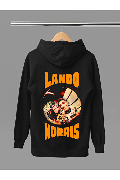 Sweatshirt F1 cu glugă, cu mânecă lungă, din bumbac imprimat LANDO NORRIS, cu cu căptușeală din fleece fire