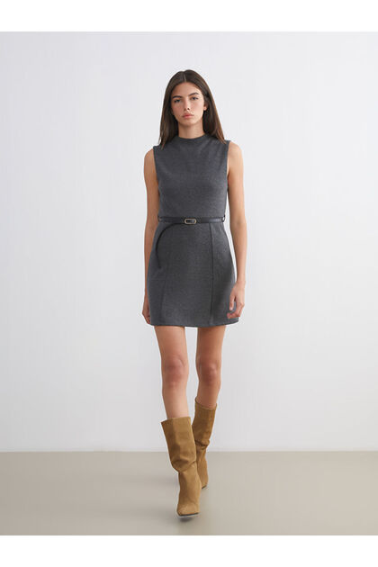 Quality Pieces from Çelebi Store Zero Roba Collar Waist Belted A-Fit Dress