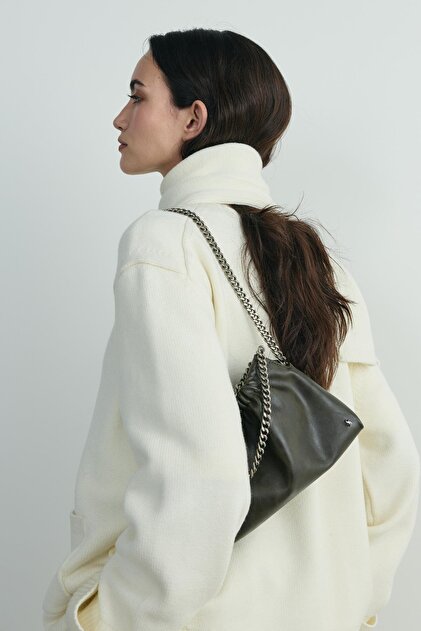 Suud Collection Haki Giorgia Zincirli Deri Mini Çanta - Fiyatı