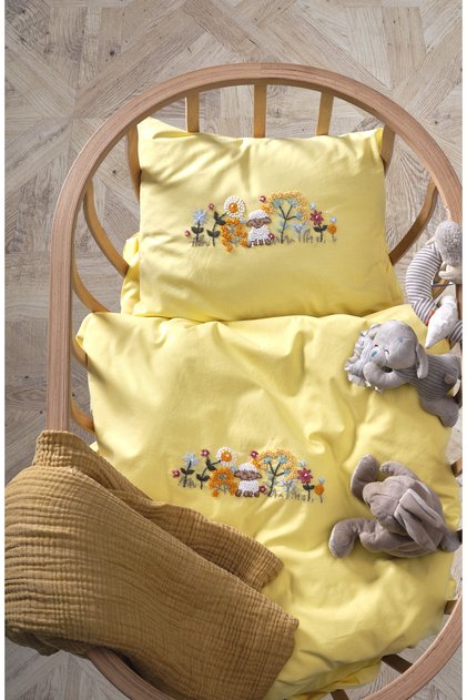 Hand Embroidered 100% Cotton Baby Bedding Set – Ranforce, Skin-Friendly, Anti-Shrink Fabric 4 Pieces