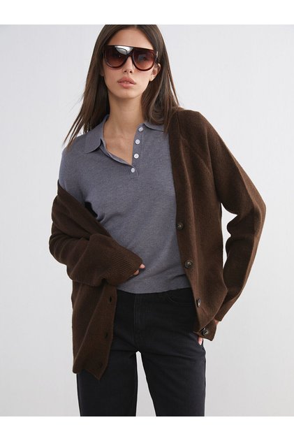 Özmarka New Season V-Neck Women's Knitwear Cardigan